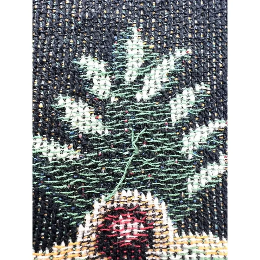 Vintage Christmas Woven Throw Blanket Tapestry Wall Hanging Teddy Bear Band
